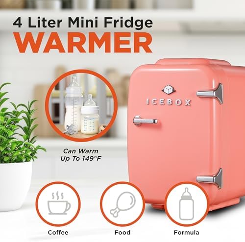 IceBox 4-Liter Mini Fridge Cooler/Warmer, IBMF4BLS, Blush Red - Image 3