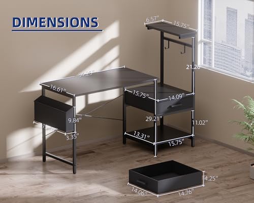 Pamray 50 Inch Small Gaming Computer Desk with Drawers and Shelves - Image 3