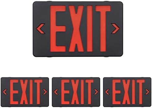 GZRUIYANG Red Exit Sign with Black Housing, LED Emergency Exit Light with Battery Backup, UL Listed, AC 120/277V, Exit Signs with Emergency Lights, Commercial Emergency Lights for Business - 4 Pack by GZRUIYANG