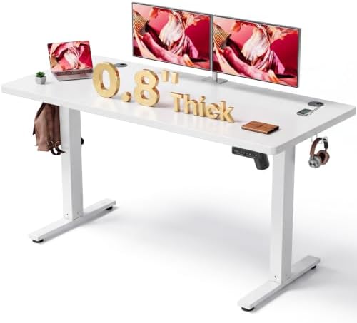 Electric Standing Desk Adjustable - 55 x 24 Inch Sit Stand up Desk with 0.8 Inch Thick Tabletop - Adjustable Height Table with 3 Memory Preset, Cable Management for Home Office by Unknown