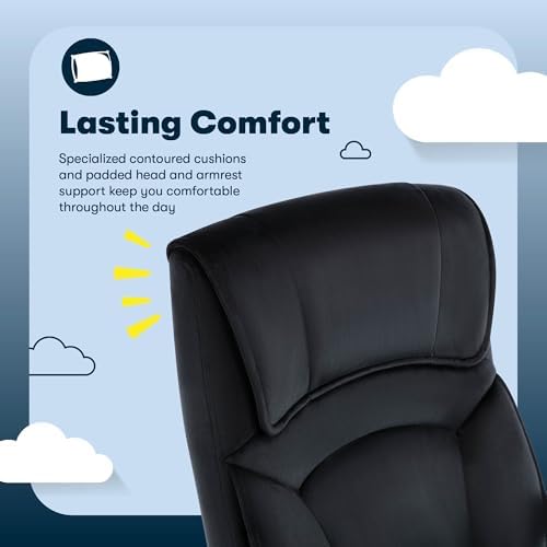 Serta Executive Office Chair with Lumbar Support, Soft Velvet Fabric Chair - Image 4