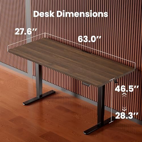 ErGear Height Adjustable Electric Standing Desk, 63 x 28 Inches Sit Stand up Desk, Memory Computer Home Office Desk, Dark Walnut - Image 3