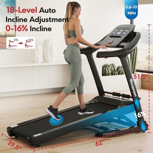 Foldable 4 in 1 Treadmill Walking Pad with Incline Remote Control Compact 3.0HP Under Desk Treadmill for Home Office Fitness 300 lbs Capacity with Handle Bar - Image 2