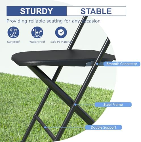 6 Pack White Folding Chairs for School Events Wedding Party Picnic - Image 6