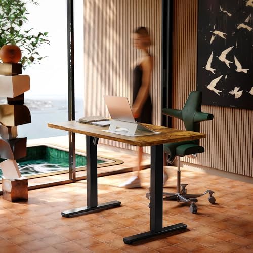 HUANUO 55x28 Inch Electric Standing Desk, Height Adjustable, Rustic Brown - Image 2