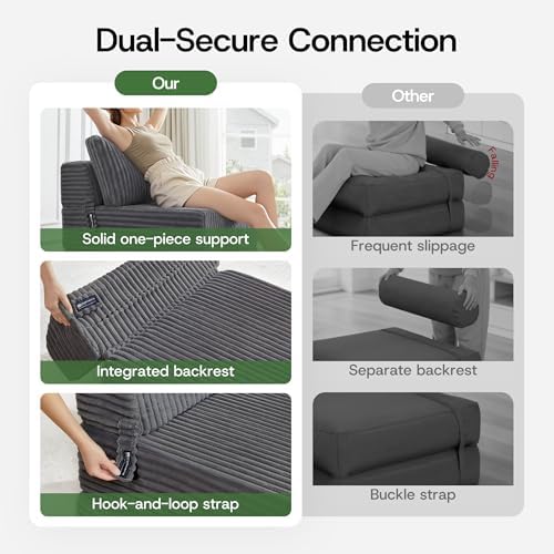 Folding Sofa Bed Convertible 4 in 1 Sleeper Chair Gray Twin XL - Image 5