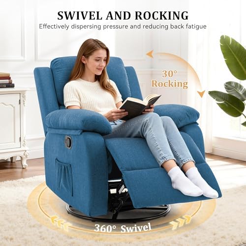 Korser Recliner Chair, 360 Swivel Rocker Chair for Adults, Small Rocking Recliner for Small Spaces, Upholstered Fabric Glider Recliner Nursery - Image 3