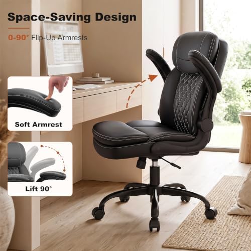 Leather Office Chair, Computer Desk Chair with Dual Back Support - Image 3