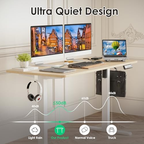 STARY Electric Standing Desk Adjustable Height Sit Stand Home Office Desk with Splice Board - Image 6