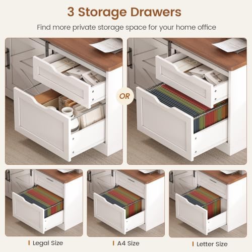 SEDETA Farmhouse L Shaped Executive Standing Desk with Storage Drawers - Image 5
