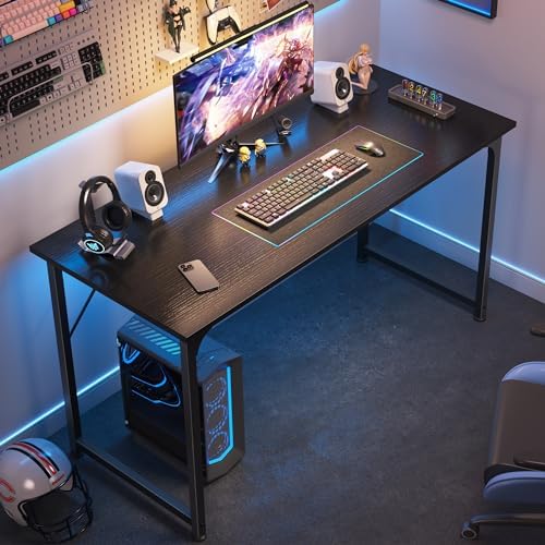 Huuger 48 Inch Office & Gaming Desk with Storage, Modern Simple Design, Large Legroom, Black Metal Frame - Image 4