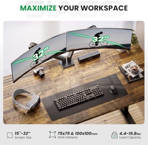 SIAGO 55 x 24 Inch Electric Standing Desk with Dual Monitor Stand - Image 6