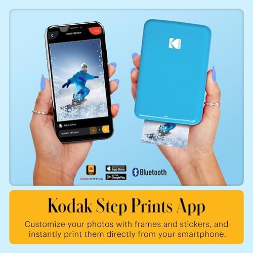 Kodak Step Instant Smartphone Photo Printer - 75 Sheets Bundle - Portable Mini Color Wireless Mobile Printer - Zink 2x3” Sticky-Back Photos - Bluetooth Compatible with Smart Devices - Fun App -Blue - Image 4