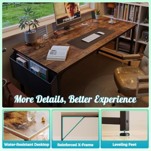 PRAISUN 63'' Computer Desk with Fabric Storage Bag - Image 7