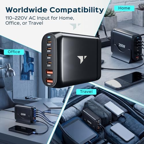Turonic 200W USB Charging Station with Stand, 6-Port Fast Charge - Image 6