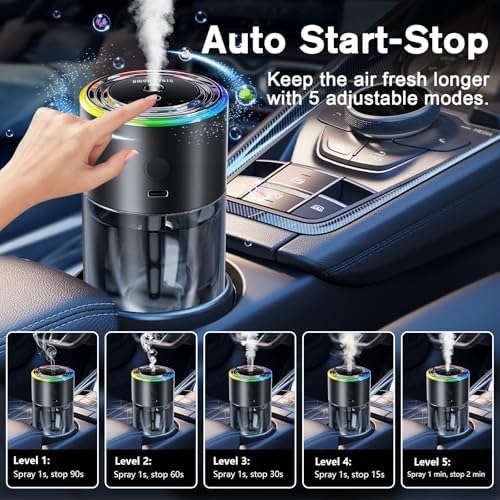 Amor Lyris Smart Car Air Freshener Diffuser, 170ml/5.7FL OZ, Air Freshener Car Lasts for 6 Months, Car Fragrance Intelligent Auto On/Off, Ultrasonic Mist, 5 Modes, RGB Music Syncing Light, Ocean - Image 4