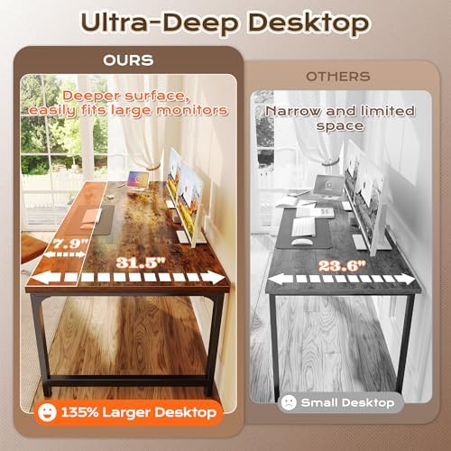 Huuger 71 x 31.5 inch Desk with Power Outlets & 0.95 Inch Thicker Desktop - Image 5