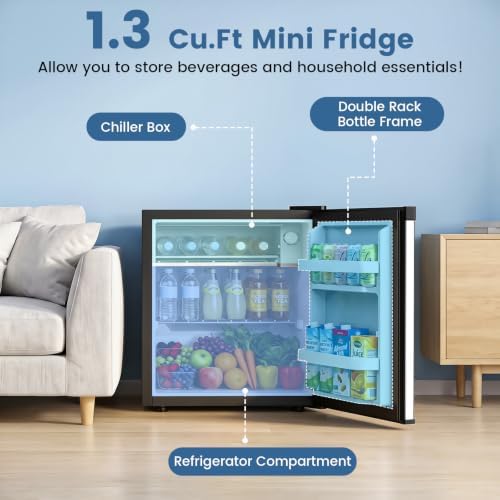 Electactic 1.3 Cu.Ft Mini Fridge, Single Door Compact Refrigerator - Image 2