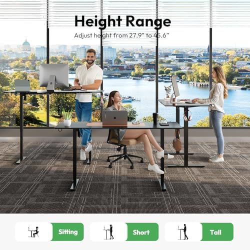 63 x 28 Inch Electric Standing Desk, 3 Memory Presets, Black - Image 3