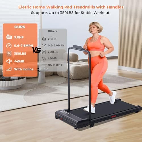 Walking Pad Treadmills with Handle Bar, Portable Small Treadmills for Home - Image 3