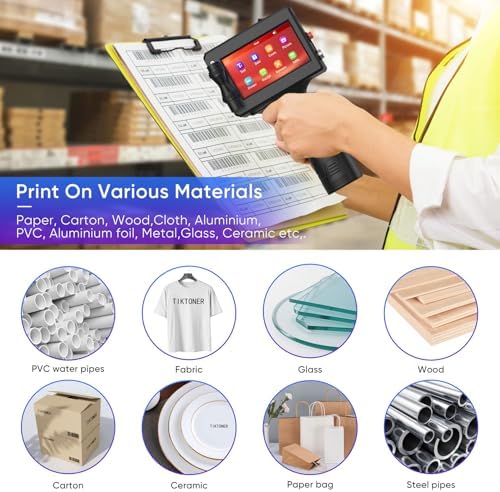 Handheld Inkjet Printer Printing Height 0.08-0.5Inch Handheld Printer Gun for Batch Code Date Time Lot Number Print on Many Materials, Inkjet Coder with 42ml Black Fast Dry Ink Cartridge - Image 2