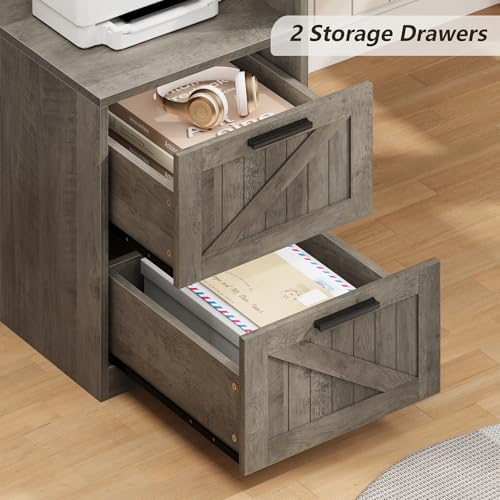 63" Farmhouse L Shaped Desk with Drawers & Printer Shelf for Home Office - Image 5