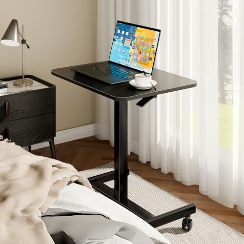 BONTEC Mobile Standing Desk Adjustable Height,Rolling Laptop Cart with Hook - Image 2