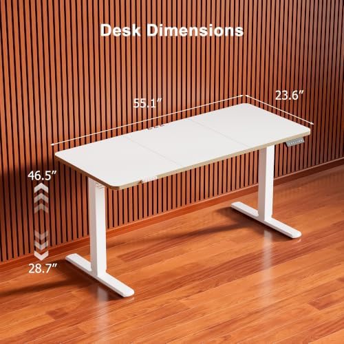 55 Inch Standing Desk with USB-C Port, Cable Management, White - Image 3