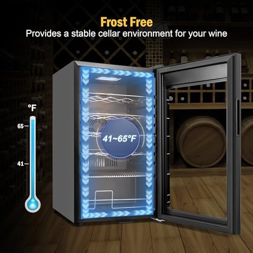FoMup Wine Fridge 24 Bottles, Small Wine Cooler Refrigerator Freestanding with Digital Temperature Control Safety Lock, Frost Free for Red White Wine, Champagne - Image 5
