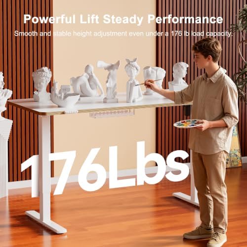 55 Inch Standing Desk with USB-C Port, Cable Management, White - Image 6