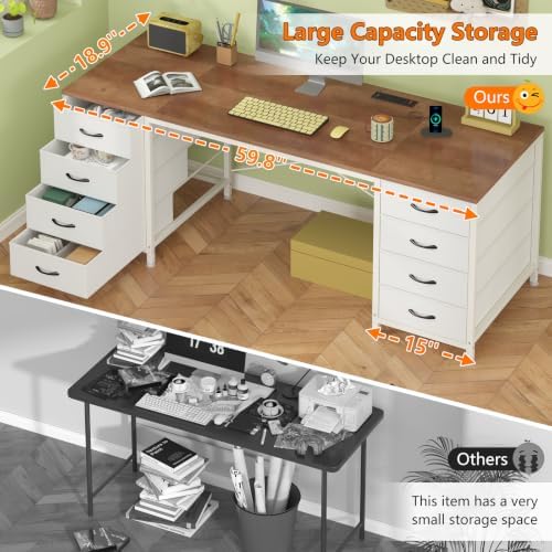 60 Inch Computer Desk with 8 Drawers for Home Office, Bedroom, Living Room - Image 6