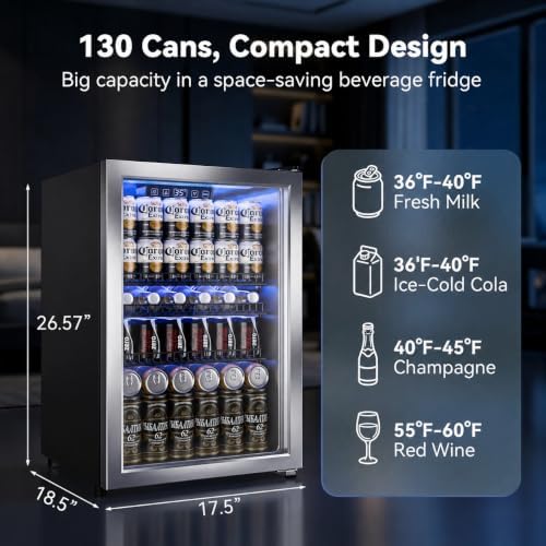 Manastin Beverage Refrigerator, 2.47 Cu.Ft Mini Fridge Beverage Cooler - Image 2