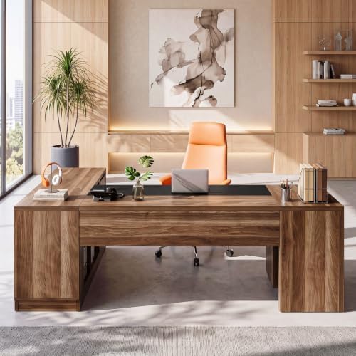 Tribesigns 78.7-Inch L-Shaped Executive Desk with Mobile File Cabinet - Image 5