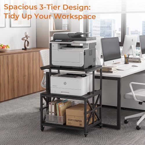 GreenForest Large Printer Stand with Wheels, 23.6"x18.9" Printer Table - Image 7