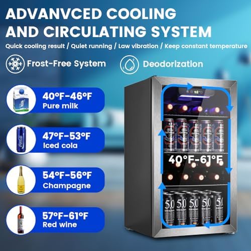 Electactic Mini Fridge 130 Can Beverage Refrigerator Cooler, 3.2 Cu.Ft Drink Fridge forSoda Wine Beer, Digital Temperature Control Cooler for Home, Dorm, Bar - Image 3