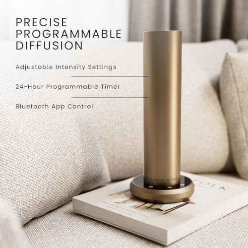 The Magic Scent Bluetooth Diffuser - Smart Ultra-Quiet Cold-Air Waterless Scent Diffuser for Home, Hotel, & Office - Programmable Intensity & Timer - Premium Aroma Oil Included (Gold) - Image 7