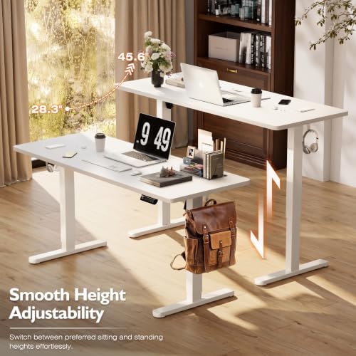 Monomi 55‘’x24 Electric Standing Desk Height Adjustable Sit Stand Up,White - Image 2