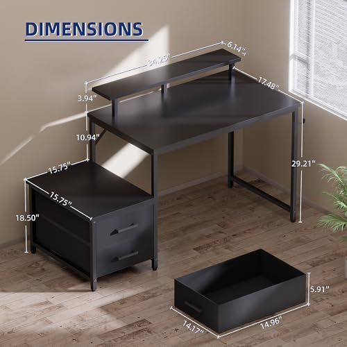 Pamray 50 Inch Small Computer Desk with Drawers and Storage - Image 3