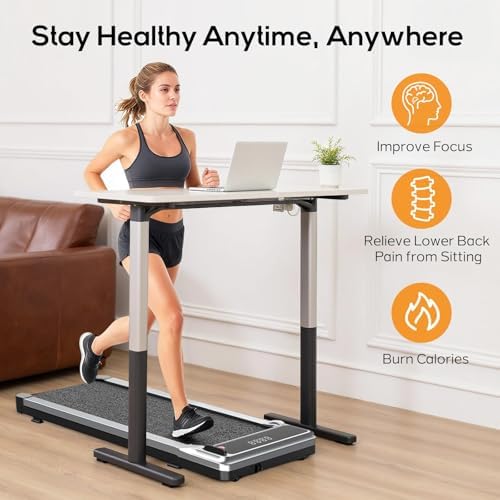 Walking Pad Under Desk Treadmill, Portable Compact Electric Walking Treadmill, Quiet Fitness Machine with Remote Control & LED Display for Home Office - Image 2