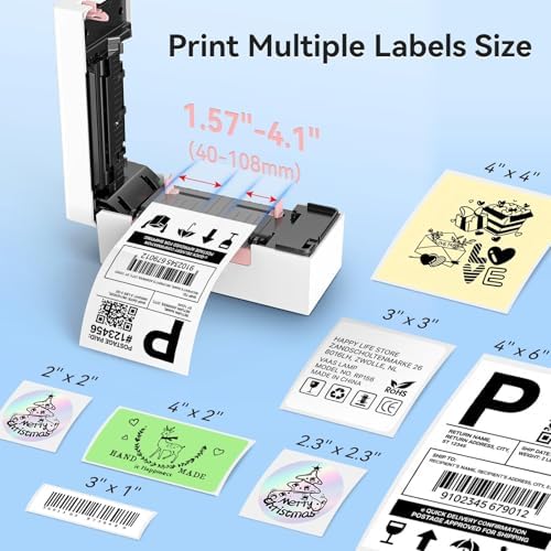 Bluetooth Thermal Shipping Label Printer, Wireless 4x6 Shipping Label Printer, Compatible with Android, iPhone, Mac & Windows, Widely Used for, Amazon, Shopify, Etsy, USPS(White) - Image 4