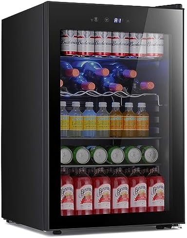 Antarctic Star Beverage Refrigerator -150 Can Mini Fridge for Soda Beer or wine,Small Drink Dispenser, For Office or Bar with Adjustable Removable Shelves，4.5 Cu. Ft. (Black) by AntarcticStar