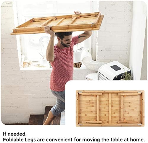 Nnewvante Large Floor Desk Foldable Tray for Adults, Bamboo 33.5 x 17.7in - Image 4
