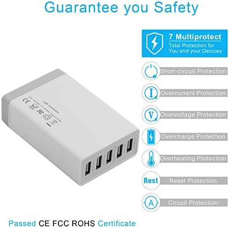 Desktop 5 Port USB Wall Charger 40W 8A, USB Hub Charging Station - Image 4