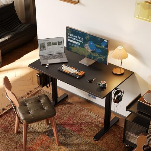 Claiks Electric Height Adjustable Standing Desk, 48x24 Inch, Deep Black - Image 2