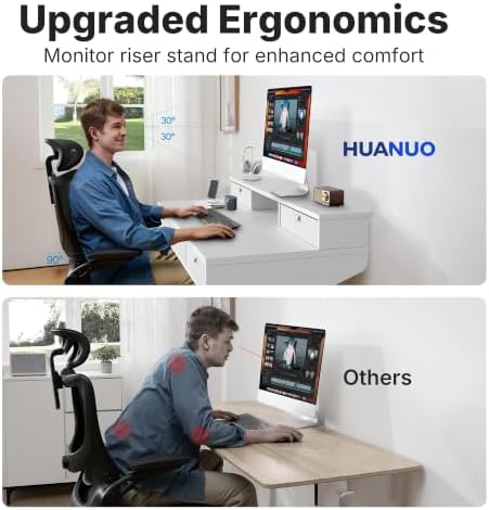 HUANUO 40 x 24 Inch Electric Standing Desk with 4 Drawers, White - Image 5