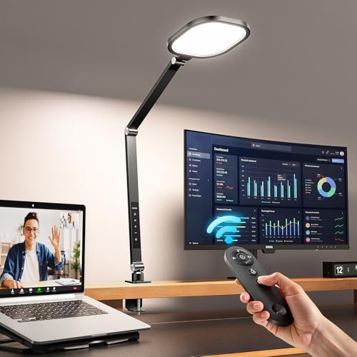 LitONES Remote LED Desk Lamp with Clamp, 2000LM, 30 Modes, Metal Arm by LitONES