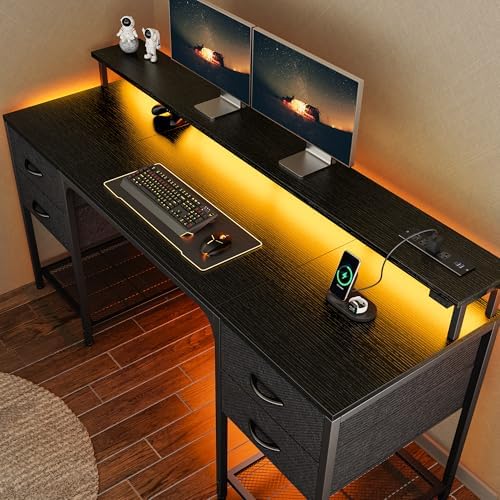 Huuger 63 inch Computer Desk with Power Outlets & 4 Drawers by Huuger