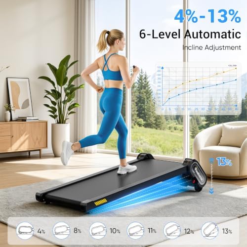 FINEHORSE Walking Pad with 13% Auto Incline, Under Desk Treadmill for Home - Image 2
