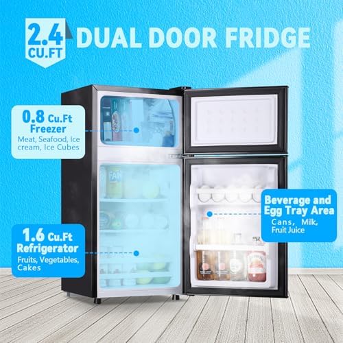 Mini Fridge with Freezer Small Refrigerator for Dorm Dark Gray - Image 2