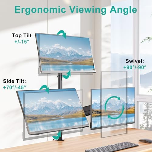 WALI Stacked Triple Monitor Mount for 13-27 inch Screens, 19.8 lbs per Arm - Image 3